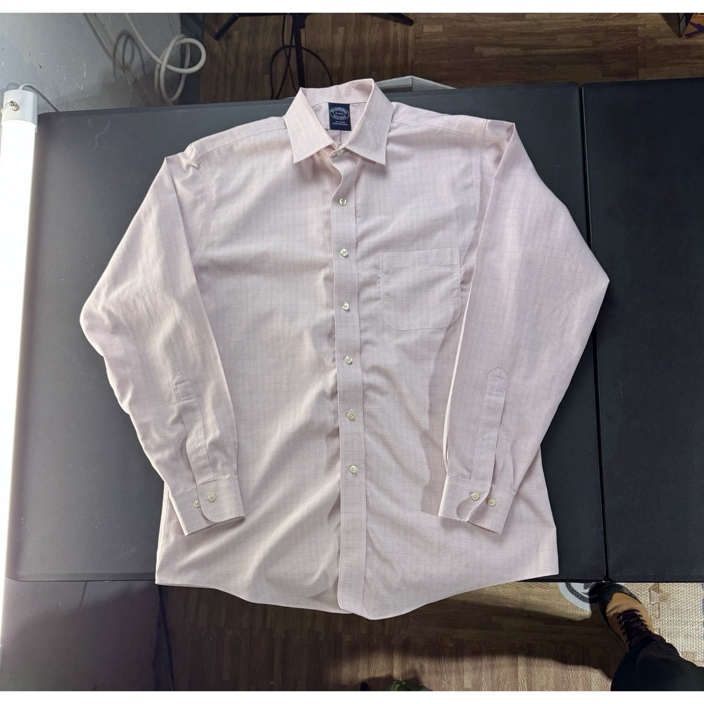 Brooks‎ Brothers Shirt Mens 16 - 34/35 Non Iron Button Down Pink Regent Plaid
